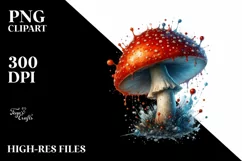Shiny Mushroom Watercolor Splash PNG Product Image 1
