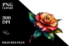 Wooden Stained Camellia Clipart Product Image 1