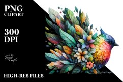 Vibrant Bird with Flowers PNG Product Image 3