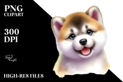 Watercolor Baby Akita with Big Eyes PNG Product Image 2