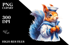 Squirrel Sailor Suit Watercolor Clipart Product Image 2
