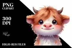 Expressive Highland Cow with Big Eyes PNG Product Image 1
