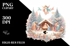 Vintage Christmas Nativity Scene, High Quality PNG Product Image 2