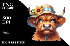 Cow Bored Highland Cow Portrait with Goofy Smile and Flower Product Image 3