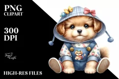 Watercolor Baby Dog with Clothes Product Image 3