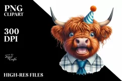 Cow Enthusiastic Highland Cow Portrait with Goofy Smile and Product Image 1