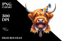 Cow Enthusiastic Highland Cow Portrait with Goofy Smile and Product Image 1