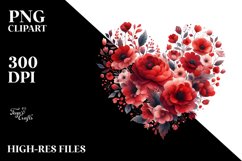 Red Floral Heart PNG Product Image 2