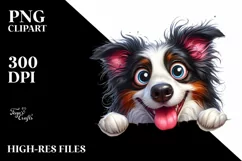 Funny Peek-a-Boo Border Collie | Watercolor Product Image 1
