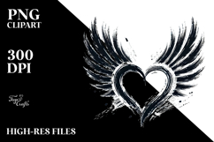 Simple Paintbrush Style Heart with Wings PNG Product Image 2