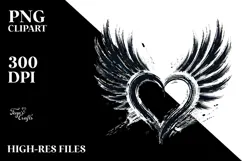 Simple Paintbrush Style Heart with Wings PNG Product Image 2