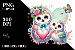 Adorned with Baby Owl Holding Heart PNG Product Image 2