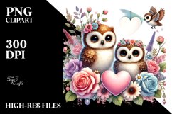 Adorned with Baby Owl Holding Heart PNG Product Image 2