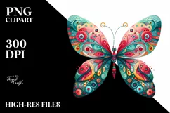 Colorful Whimsical Butterfly | Sublimation | Clipart Product Image 3