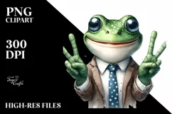 Funny Frog Smiling with Victory Sign | Clipart Product Image 1