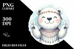 Funny Polar Bear Smiling with Victory Sign | Clipart Product Image 1