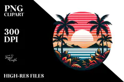 Retro Island Sunset Clipart, 20 oz Tumbler Product Image 2