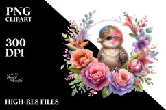 Baby Chachalaca Floral Frame | Sublimation | Clipart Product Image 3