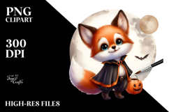 Cute Digital Halloween Fox PNG Product Image 2