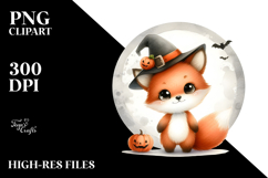 Cute Digital Halloween Fox PNG Product Image 2