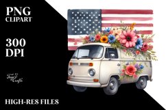 Van with Flowers USA Flag | Sublimation Clipart Product Image 3