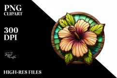 Wooden Stained Hibiscus Watercolor Splash | Sublimation | Product Image 1