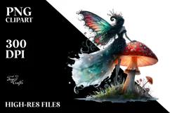 Gothic Fairy on Mushroom PNG Product Image 2