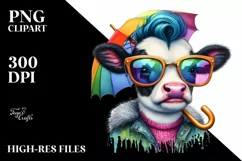 Posing Baby Cow with Umbrella, Transparent PNG Product Image 3