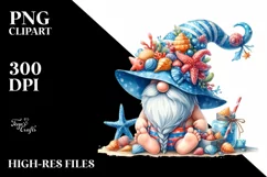 Summer Gnome with Azzure Accents | Sublimation | Clipart Product Image 1