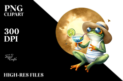 Funky Frog in Beachwear Drinking Cocktail PNG Product Image 2