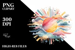 colorful Sun Pastel Flower Sublimation Clipart Product Image 3