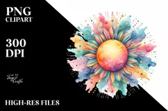 colorful Sun Pastel Flower Sublimation Clipart Product Image 3
