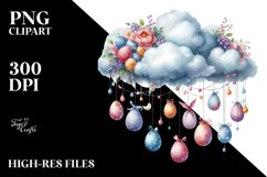 Cloud with Easter Eggs PNG Product Image 2