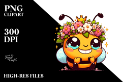 Grinning Bee with Flower Crown PNG Product Image 2