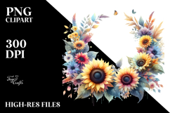Colorful Daisy and Sunflower Frame Design, Transparent PNG Product Image 2