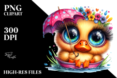 Vibrant Baby Duck with Umbrella, PNG Product Image 2