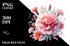 colorful carnation washed watercolor | Clipart Product Image 2