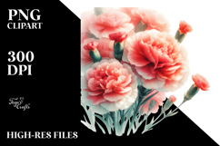 colorful carnation washed watercolor | Clipart Product Image 2