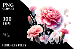 colorful carnation washed watercolor | Clipart Product Image 2