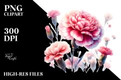 colorful carnation washed watercolor | Clipart Product Image 1