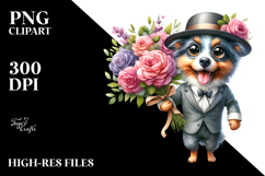 Dog Hat Dressed Flower Bouquet | Clipart Product Image 2