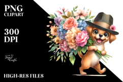 Dog Hat Dressed Flower Bouquet | Clipart Product Image 2