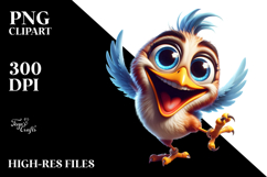 Goofy Cartoon Bird, Over-the-Top Excitement PNG Product Image 2