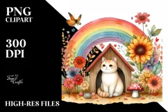 Cat House with Large Flower | Clipart Product Image 3