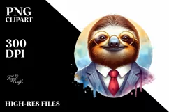 Funny Sloth Portrait Suit Retro Sublimation Clipart Product Image 1