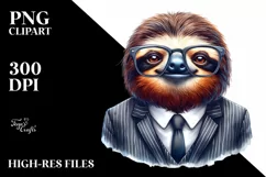 Funny Sloth Portrait Suit Retro Sublimation Clipart Product Image 1