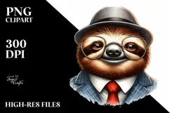 Funny Sloth Portrait Suit Retro Sublimation Clipart Product Image 1