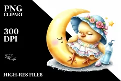 Baby Chicken Summer Watercolor Clipart Product Image 1