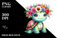 Cute Cartoon Flower Turtle with Vibrant Flower Crown Product Image 2