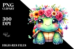 Cute Cartoon Flower Turtle with Vibrant Flower Crown Product Image 2